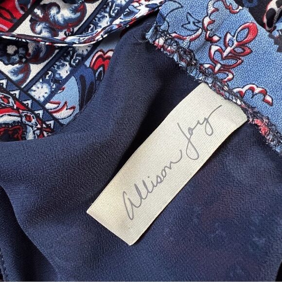 Allison Joy sleeveless chiffon shift dress tassel crochet - Picture 2 of 6